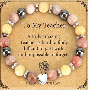 Handmade Teacher Appreciation Natural Gemstones Bracelet for Women